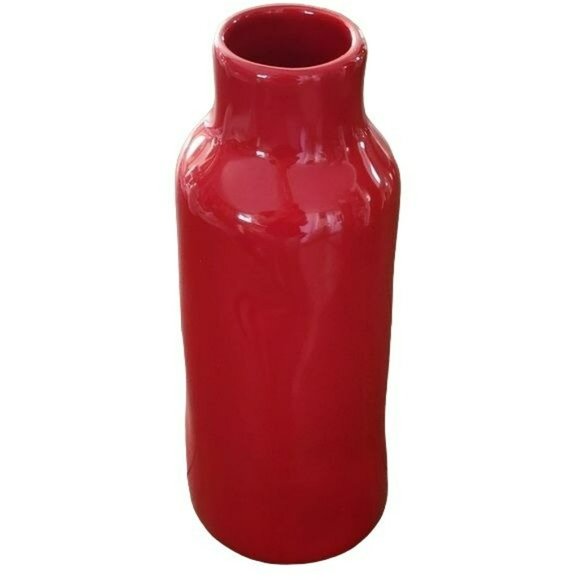 Shabby Chic Red Ceramic Flower Vase With LOVE And Flowers Engraved Design‎ - Picture 2 of 10